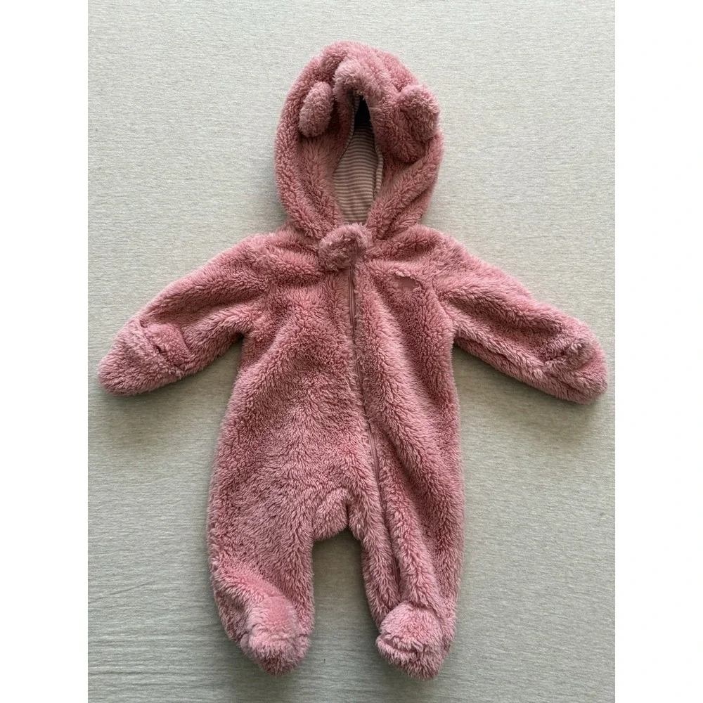 Carters Newborn Pink Teddy Bear One Piece Warm Suit